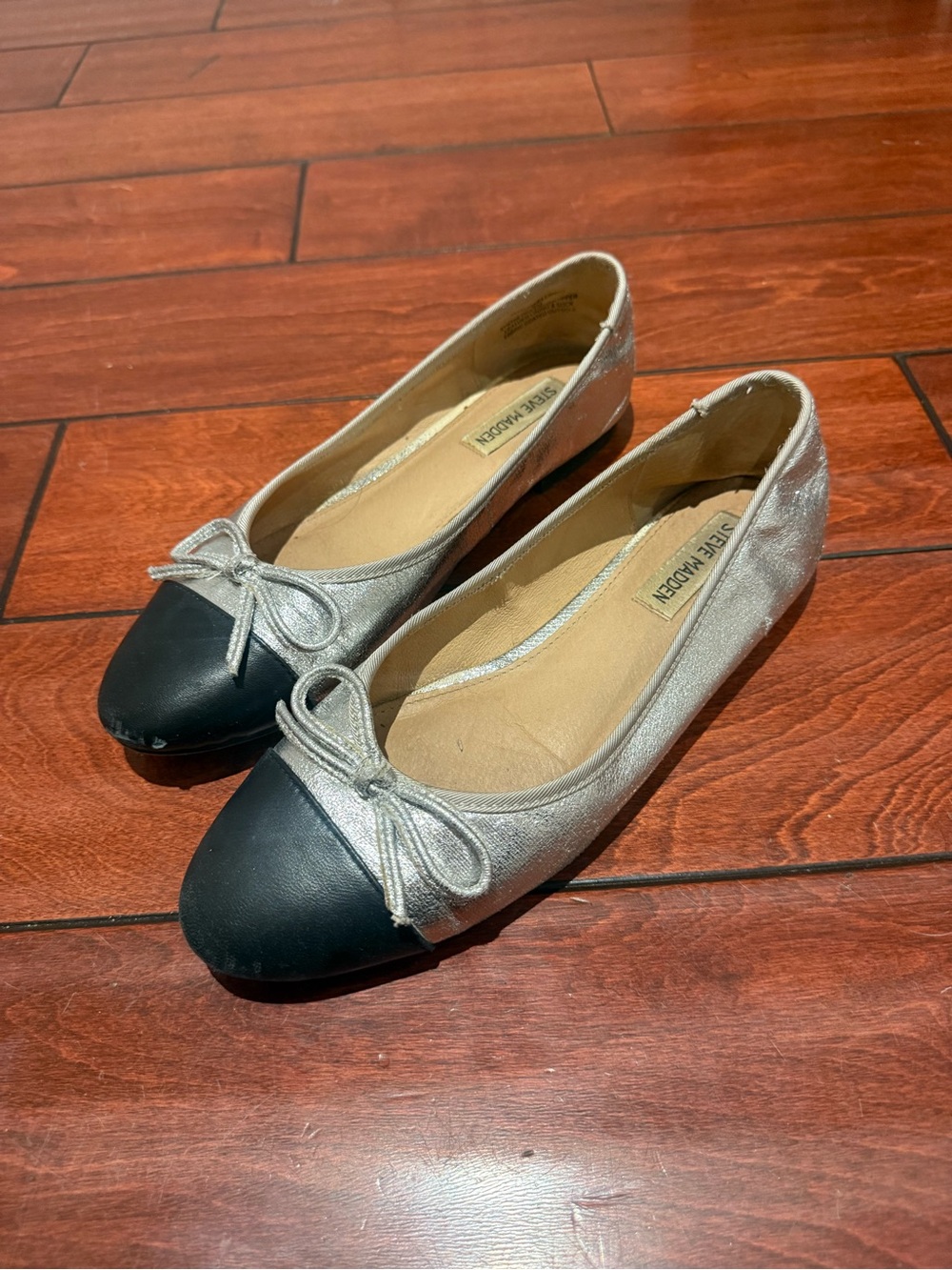 Silver ballet flats